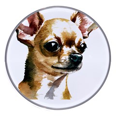 Brown Chihuahua T- Shirt Tan Brown Chihuahua Watercolor Portrait T- Shirt Wireless Fast Charger(white) by JamesGoode