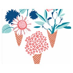 Flowers And Leaves T- Shirt Midsummer I Scream Flower Cones    Print    Pink Coral Aqua And Teal Flo Two Sides Premium Plush Fleece Blanket (medium) by ZUXUMI