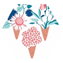 Flowers And Leaves T- Shirt Midsummer I Scream Flower Cones    Print    Pink Coral Aqua And Teal Flo Wooden Puzzle Hexagon
