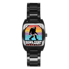 Brown County T- Shirt Brown County State Park Camping Bigfoot Nashville Indiana T- Shirt Stainless Steel Barrel Watch by JamesGoode