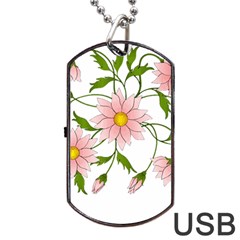 Flowers Illustration T- Shirtflowers T- Shirt (2) Dog Tag Usb Flash (two Sides) by ZUXUMI