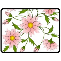 Flowers Illustration T- Shirtflowers T- Shirt (2) Two Sides Fleece Blanket (large) by ZUXUMI