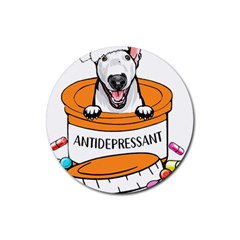 Bull Terrier T- Shirt Cute Bull Terrier T- Shirt Rubber Coaster (round) by JamesGoode