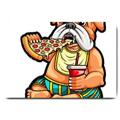 Bulldog Gifts T- Shirtbulldog Eating Pizza T- Shirt Large Doormat by JamesGoode