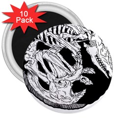 Fossil T- Shirt Armadillo Fossil X Inktober 22 - Black Design T- Shirt 3  Magnets (10 Pack)  by ZUXUMI