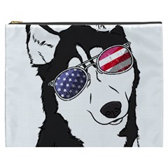 Fourth Of July T- Shirt Patriotic Husky T- Shirt Cosmetic Bag (xxxl) by ZUXUMI