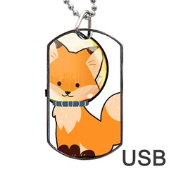 Fox T- Shirt Kawaii Astronaut Fox T- Shirt Dog Tag Usb Flash (one Side) by ZUXUMI