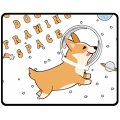 Frawing Space Dog Lover T- Shirt Cool Dog Frawing Space Dog Lover T- Shirt Two Sides Fleece Blanket (medium) by ZUXUMI