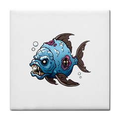 Piranha T-shirtwhite Look Calm Piranha 09 T-shirt Tile Coaster by EnriqueJohnson