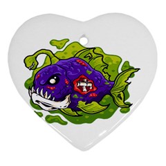 Piranha T-shirtwhite Look Calm Piranha 27 T-shirt Heart Ornament (two Sides) by EnriqueJohnson