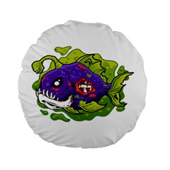 Piranha T-shirtwhite Look Calm Piranha 27 T-shirt Standard 15  Premium Round Cushions by EnriqueJohnson