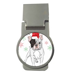 French Bulldog Christmas T- Shirt Christmas Santa Frenchie T- Shirt Money Clips (round)  by ZUXUMI