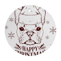 French Bulldog Christmas T- Shirt Happy Christmas Santa Frenchie T- Shirt Ornament (round) by ZUXUMI