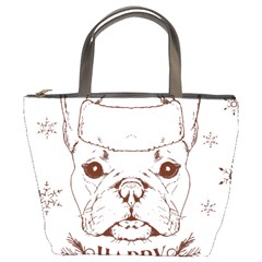 French Bulldog Christmas T- Shirt Happy Christmas Santa Frenchie T- Shirt Bucket Bag