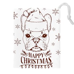 French Bulldog Christmas T- Shirt Happy Christmas Santa Frenchie T- Shirt Drawstring Pouch (5xl) by ZUXUMI