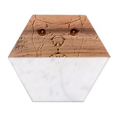 French Bulldog Christmas T- Shirt Happy Christmas Santa Frenchie T- Shirt Marble Wood Coaster (hexagon)  by ZUXUMI