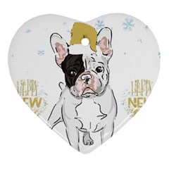 French Bulldog Christmas T- Shirt Happy New Year Frenchie Bulldog T- Shirt Ornament (heart) by ZUXUMI