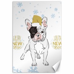 French Bulldog Christmas T- Shirt Happy New Year Frenchie Bulldog T- Shirt Canvas 12  X 18  by ZUXUMI