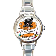 French Bulldog T- Shirt Cute French Bulldog Christma T- Shirt Round Italian Charm Watch by ZUXUMI