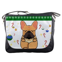 French Bulldog T- Shirt Cute French Bulldog Christmas T- Shirt (1) Messenger Bag by ZUXUMI