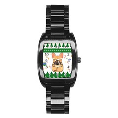 French Bulldog T- Shirt Cute French Bulldog Christmas T- Shirt Stainless Steel Barrel Watch by ZUXUMI