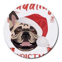 French Bulldog T- Shirt French Bulldog Merry Christmas T- Shirt (1) Round Mousepad by ZUXUMI