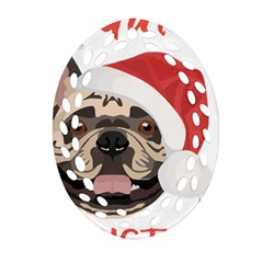 French Bulldog T- Shirt French Bulldog Merry Christmas T- Shirt (1) Ornament (oval Filigree) by ZUXUMI