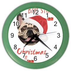 French Bulldog T- Shirt French Bulldog Merry Christmas T- Shirt Color Wall Clock by ZUXUMI