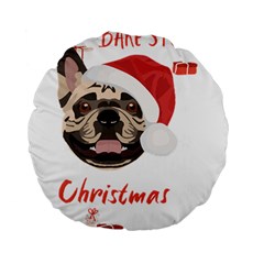 French Bulldog T- Shirt French Bulldog Merry Christmas T- Shirt Standard 15  Premium Round Cushions by ZUXUMI