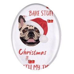 French Bulldog T- Shirt French Bulldog Merry Christmas T- Shirt Oval Glass Fridge Magnet (4 Pack) by ZUXUMI