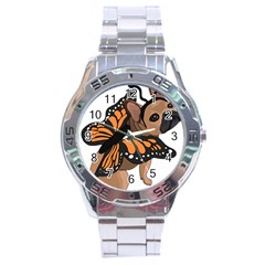 French Bulldog T- Shirt Frenchie Butterfly T- Shirt Stainless Steel Analogue Watch by ZUXUMI