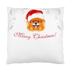 Pomeranian Dog T-shirthappy Pomeranian Dog Wearing Eyeglasses And Santa Hat T-shirt Standard Cushion Case (two Sides) by EnriqueJohnson