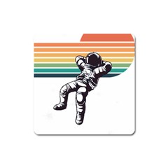 Funny Astronaut In Space T- Shirt Astronaut Relaxing In The Stars T- Shirt Square Magnet by ZUXUMI