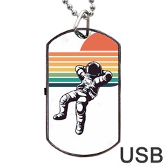 Funny Astronaut In Space T- Shirt Astronaut Relaxing In The Stars T- Shirt Dog Tag Usb Flash (two Sides)