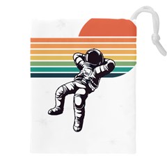 Funny Astronaut In Space T- Shirt Astronaut Relaxing In The Stars T- Shirt Drawstring Pouch (5xl)