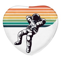 Funny Astronaut In Space T- Shirt Astronaut Relaxing In The Stars T- Shirt Heart Glass Fridge Magnet (4 Pack) by ZUXUMI