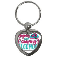 Funny Camping Sayings T- Shirt You Know What Rhymes With Camping  Alcohol T- Shirt Key Chain (heart)