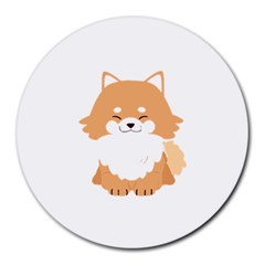 Pomeranian T-shirtwhite Look Calm Pomeranian 13 T-shirt Round Mousepad by EnriqueJohnson