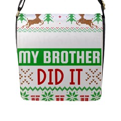 Funny Christmas Sweater T- Shirt Dear Santa My Brother Did It T- Shirt Flap Closure Messenger Bag (l) by ZUXUMI