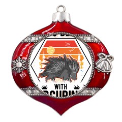 Porcupine T-shirtlife Is Better With Porcupines Porcupine T-shirt Metal Snowflake And Bell Red Ornament by EnriqueJohnson