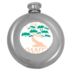 Power Of The Bonsai T-shirtpower Of The Bonsai T-shirt Round Hip Flask (5 Oz) by EnriqueJohnson