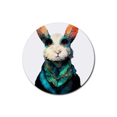 Rabbit T-shirtrabbit Watercolor Painting #rabbit T-shirt (1) Rubber Coaster (round) by EnriqueJohnson