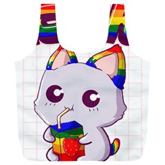 Gay Pride T- Shirt Gay Pride Kawaii Cat Strawberry Milk Rainbow Flag T- Shirt Full Print Recycle Bag (xxl) by ZUXUMI
