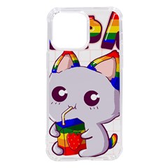 Gay Pride T- Shirt Gay Pride Kawaii Cat Strawberry Milk Rainbow Flag T- Shirt Iphone 14 Pro Max Tpu Uv Print Case by ZUXUMI