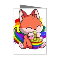 Gay Pride T- Shirt Gay Pride Kawaii Fox Ramen Noodles Rainbow Flag T- Shirt Mini Greeting Cards (pkg Of 8) by ZUXUMI