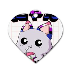 Genderfluid T- Shirt Genderfluid Pride Kawaii Cat Strawberry Milk T- Shirt Dog Tag Heart (one Side) by ZUXUMI