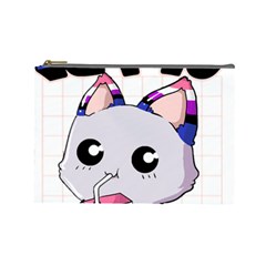 Genderfluid T- Shirt Genderfluid Pride Kawaii Cat Strawberry Milk T- Shirt Cosmetic Bag (large) by ZUXUMI