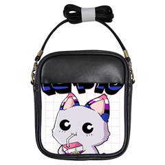 Genderfluid T- Shirt Genderfluid Pride Kawaii Cat Strawberry Milk T- Shirt Girls Sling Bag by ZUXUMI