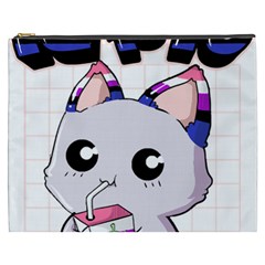 Genderfluid T- Shirt Genderfluid Pride Kawaii Cat Strawberry Milk T- Shirt Cosmetic Bag (xxxl) by ZUXUMI