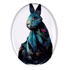 Rabbit T-shirtrabbit Watercolor Painting #rabbit T-shirt Oval Glass Fridge Magnet (4 Pack)